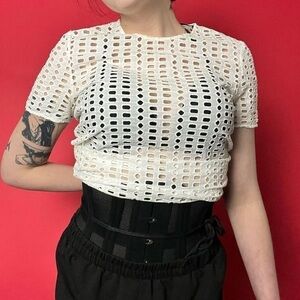 Holey / mesh white tee 🤍🤍